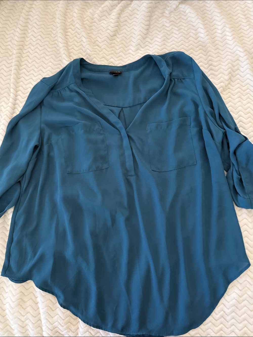 torrid Teal V‑Neck Blouse with Chest Pockets